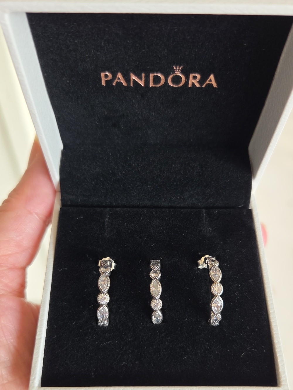 Pandora Sterling Silver Alluring Brilliant Marquee Ring And Earrings
